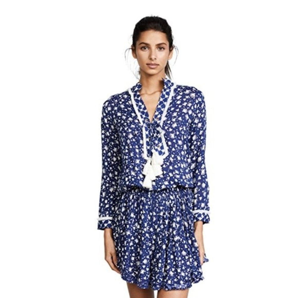 Poupette St Barth Donna Lace Up Tassel Tie Tunic Dress Swim Cover Up - S - NEW!